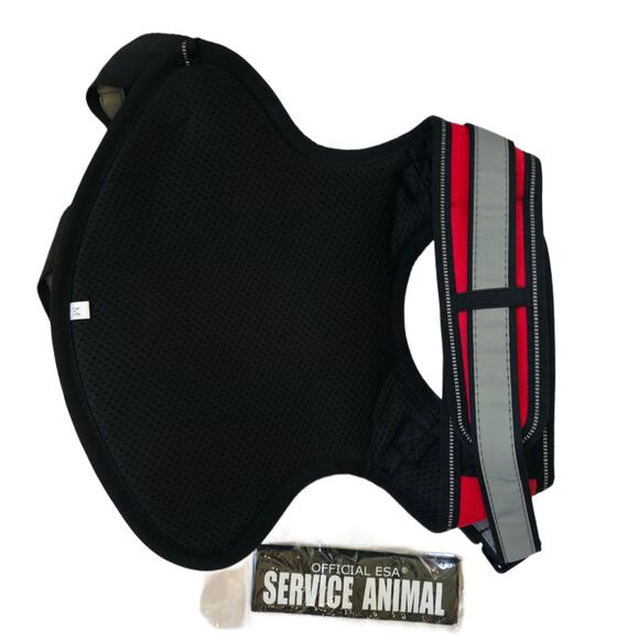 Official ESA Red Safety Vest with handle, reflective patches Size M & 5 FT Leash - Picture 2 of 5